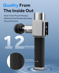 PerVita Medical massage gun offers 12mm amplitude for thorough tissue engagement.
