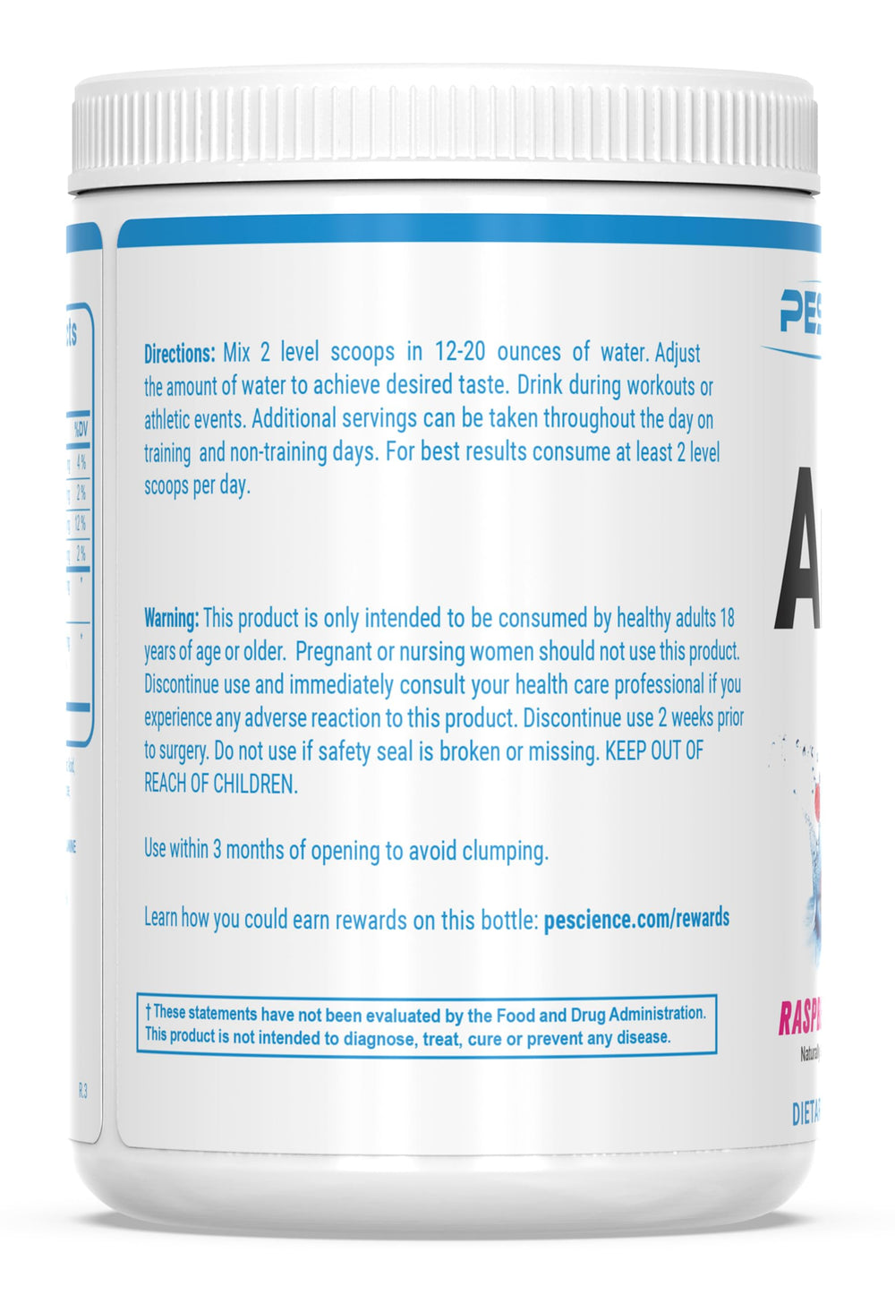 PEScience Amino IV post-workout scene with glass and recovery mood.