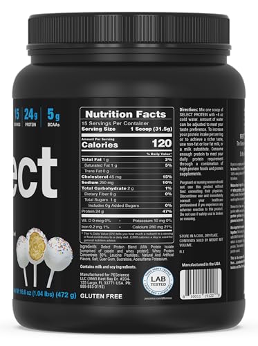 PEScience Select Protein mixed shake glass capturing cake pop flavor appeal.