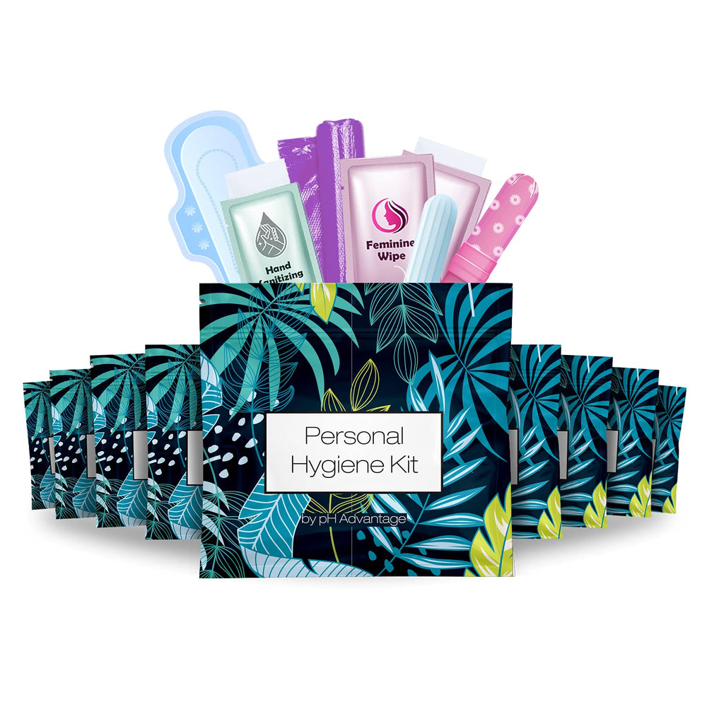 pH Advantage menstrual kit contents in a pack, ready for travel