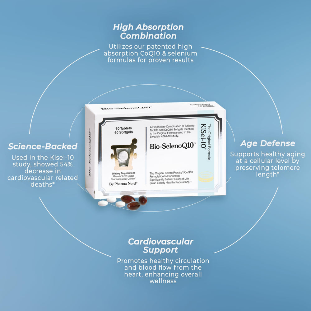 Pharma Nord Bio-SelenoQ10 packaging front showcases product details