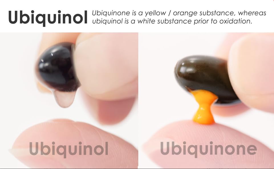 Close-up of Bio-Ubiquinol softgels showing smooth capsules for daily use.