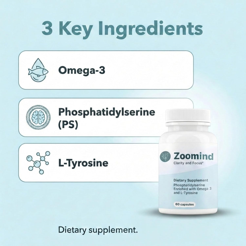 PHARMA SHAUL Zoomind capsules close-up highlighting cognitive support.
