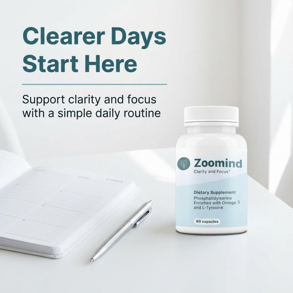 PHARMA SHAUL Zoomind ingredients highlight omega-3 and tyrosine for focus.