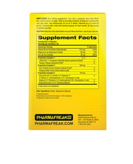 Pharmafreak Test Freak bottle back showing supplement facts and key nutrients.