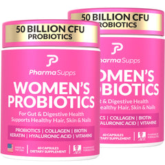 PharmaSupps Advanced Women's Probiotics bottle promotes gut balance and daily wellness.