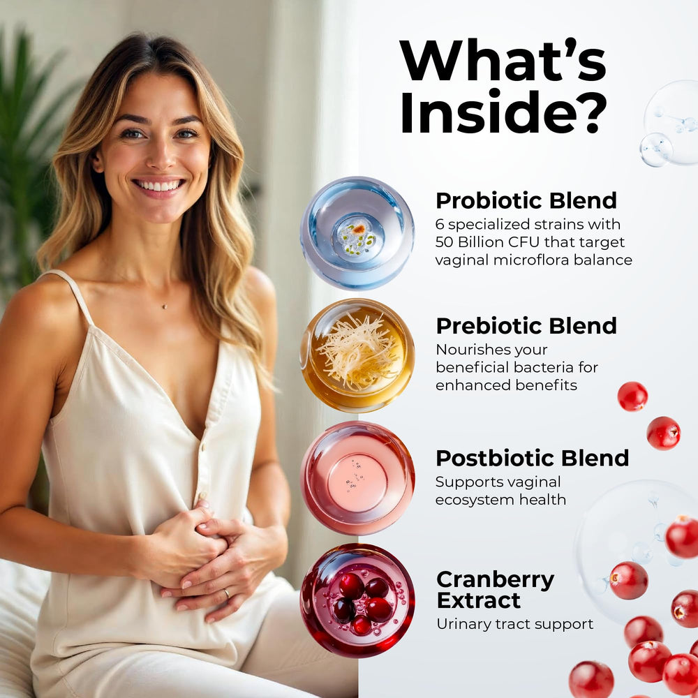 PharmaSupps Women’s Probiotic bottle label features 50B CFU and six strains.