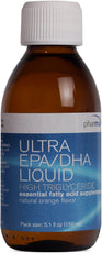 Pharmax Ultra EPA/DHA Liquid bottle with orange flavor and premium packaging