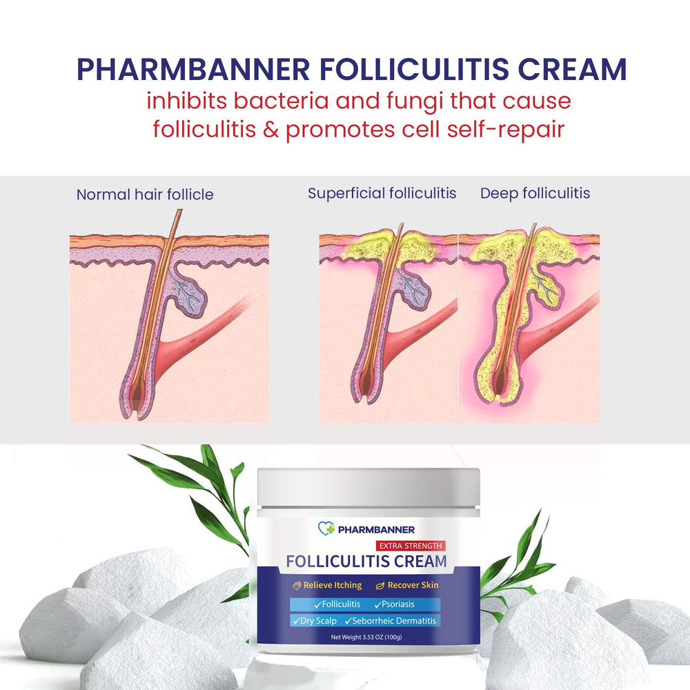 PHARMBANNER cream texture close-up highlighting fast-absorbing formula for irritated skin