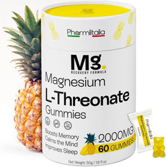 Pharmlitalia Magnesium L-Threonate Gummies bottle for daily cognitive support.