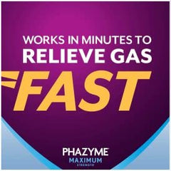 Phazyme Maximum Strength Fast Gels tablets on display for quick onset.