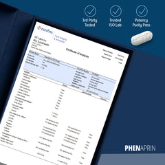 PhenAprin TX7 third-party-tested seal signaling safety.