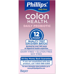 Close-up of Phillips' Colon Health capsules for easy daily use.