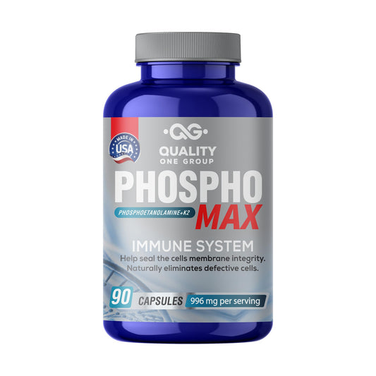Phosphomax bottle front view highlighting immune-support formulation.