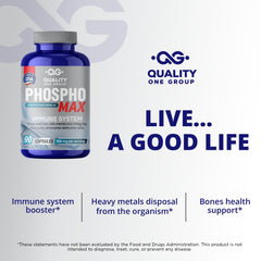 Phosphomax bottle with vitamin D3 and K2 highlights added nutrients.