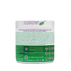Phresh Greens powder with scoop offers an easy energy boost for busy days.