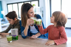 Phresh Greens sealed bottle close-up confirms non-GMO and non-irradiated quality.