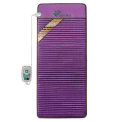 PHYMAT far infrared amethyst heating pad laid out on a bed for full-body warmth