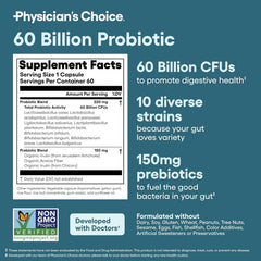 Physician's CHOICE probiotic bottle beside enzyme bottle.