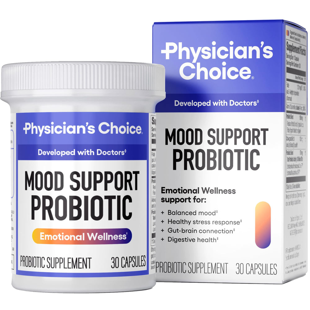 Physician's CHOICE Mood Probiotic bottle may support mood balance and digestion.