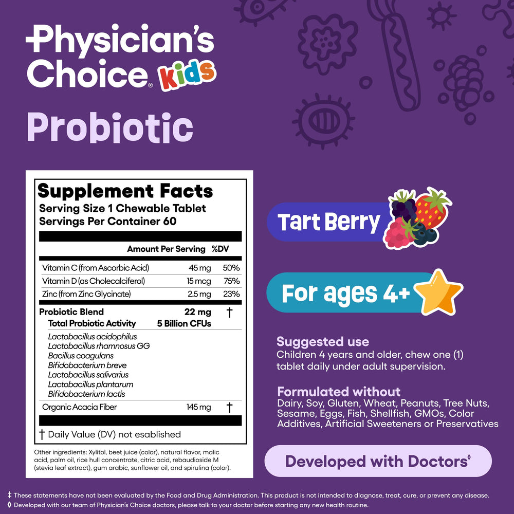 Physician's CHOICE Kids bottle highlights digestive and immune support