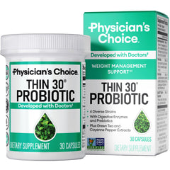 Physician's CHOICE probiotic bottle for weight management and gut health.