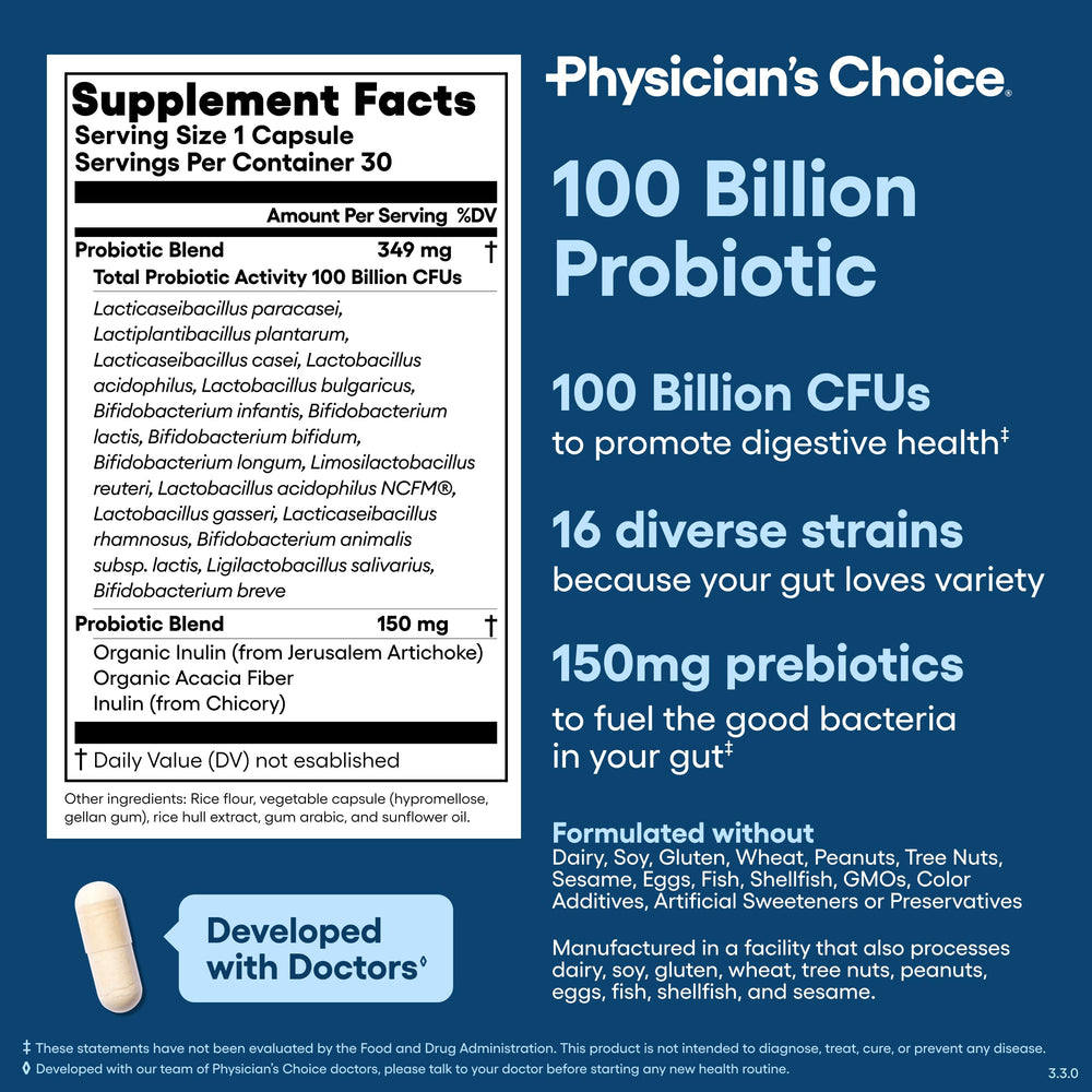 Physician's CHOICE quality seal and third-party testing mark on packaging.