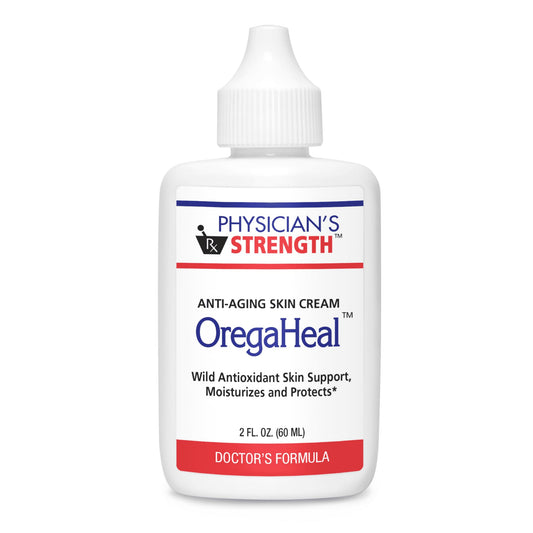 Physician's Strength OregaHeal Cream jar close-up offering daily moisture for all skin types