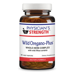 Physician's Strength Wild Oregano-Plus bottle front showing immune support potential.