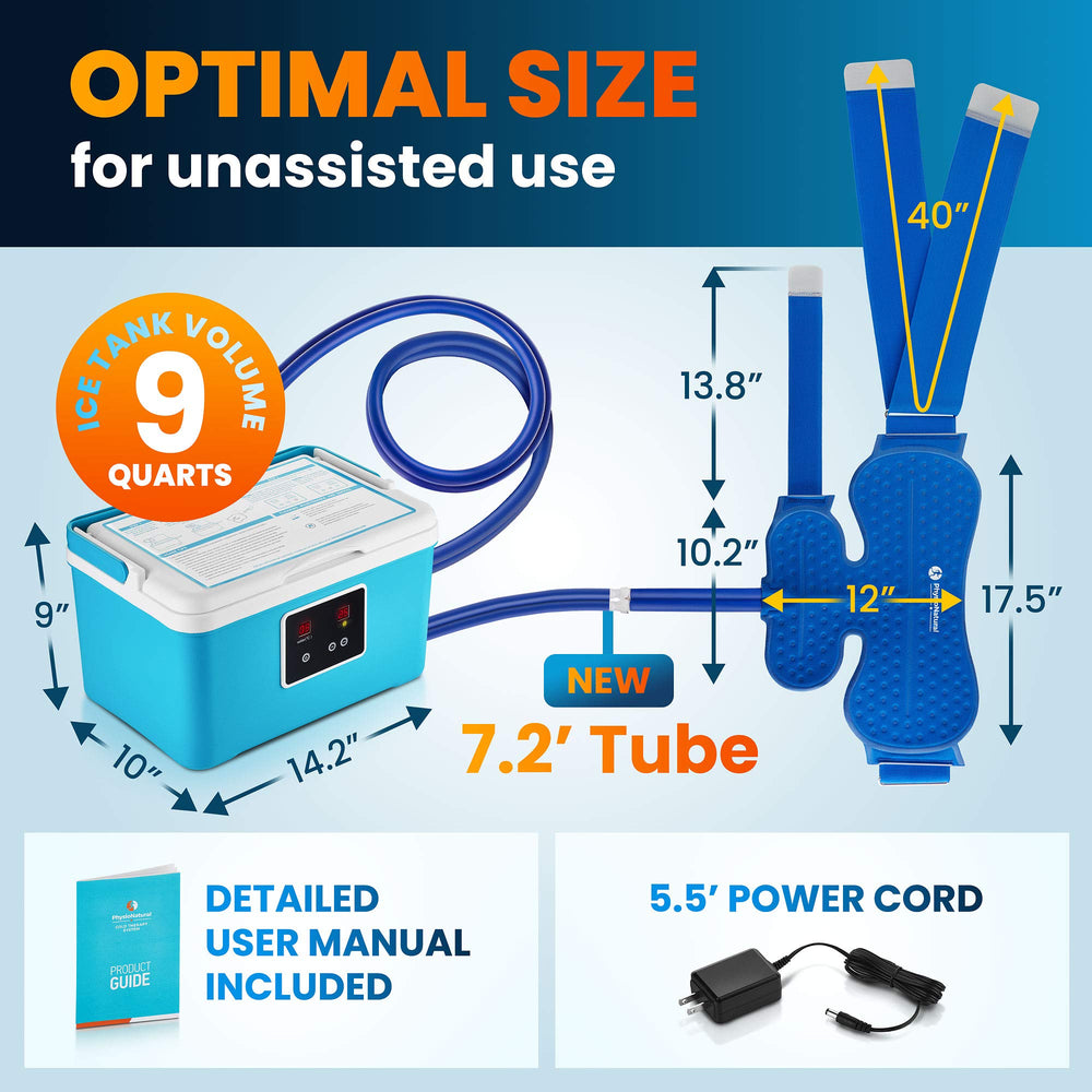 PhysioNatural insulated tube delivering consistent chilled water to the pad.