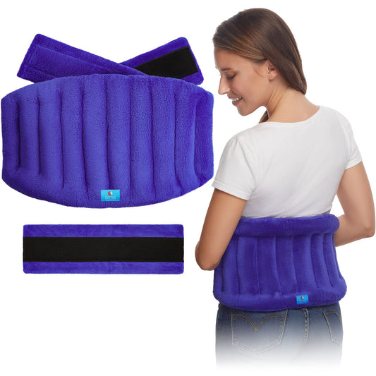 PhysioNatural microwavable back wrap front view for targeted moist heat relief.