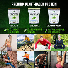 Powerplex serving glass with shake highlighting convenient vegan protein after training
