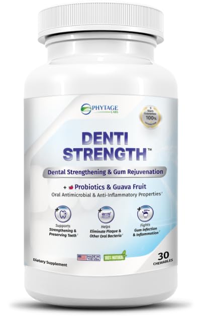 PhytAge Labs Denti Strength chewables bottle front view for easy daily oral support