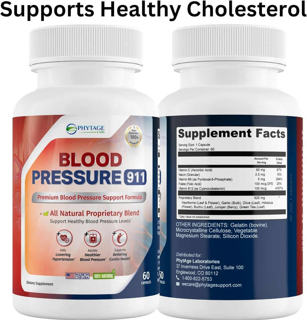 Phytage Labs Blood Pressure 911 pills in hand ready to take
