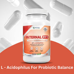 Front packaging of Internal 911 detox capsules for visibility and trust.