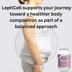 Damiana leaf graphic representing LeptiCell's botanical blend for balance.
