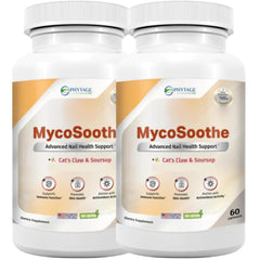 Phytage Labs MycoSoothe bottle and pack for nail health and immune support.