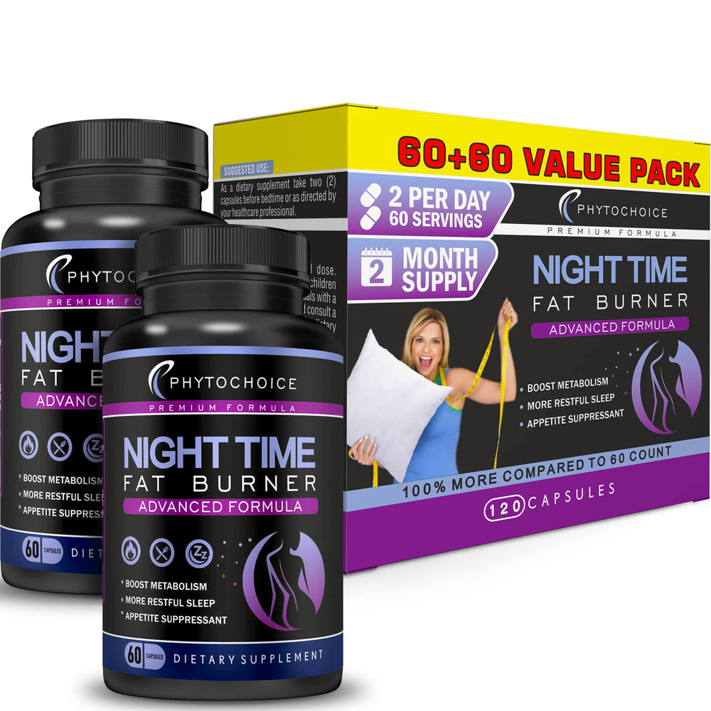Phytochoice Nighttime Fat Burner bottle for convenient nightly use and non-stimulant support.