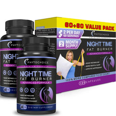 Phytochoice Nighttime Fat Burner bottle for convenient nightly use and non-stimulant support.