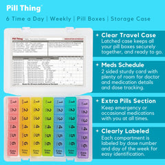 PILL THING Secure latched case keeps pills safe during travel and daily commutes.