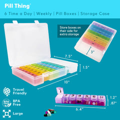 PILL THING Side storage area expands space for eye drops, ointments, and small devices.