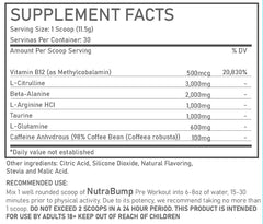 PINK NUTRABUMP pre-workout tub shows Strawberry Kiwi mix for on-the-go activity.