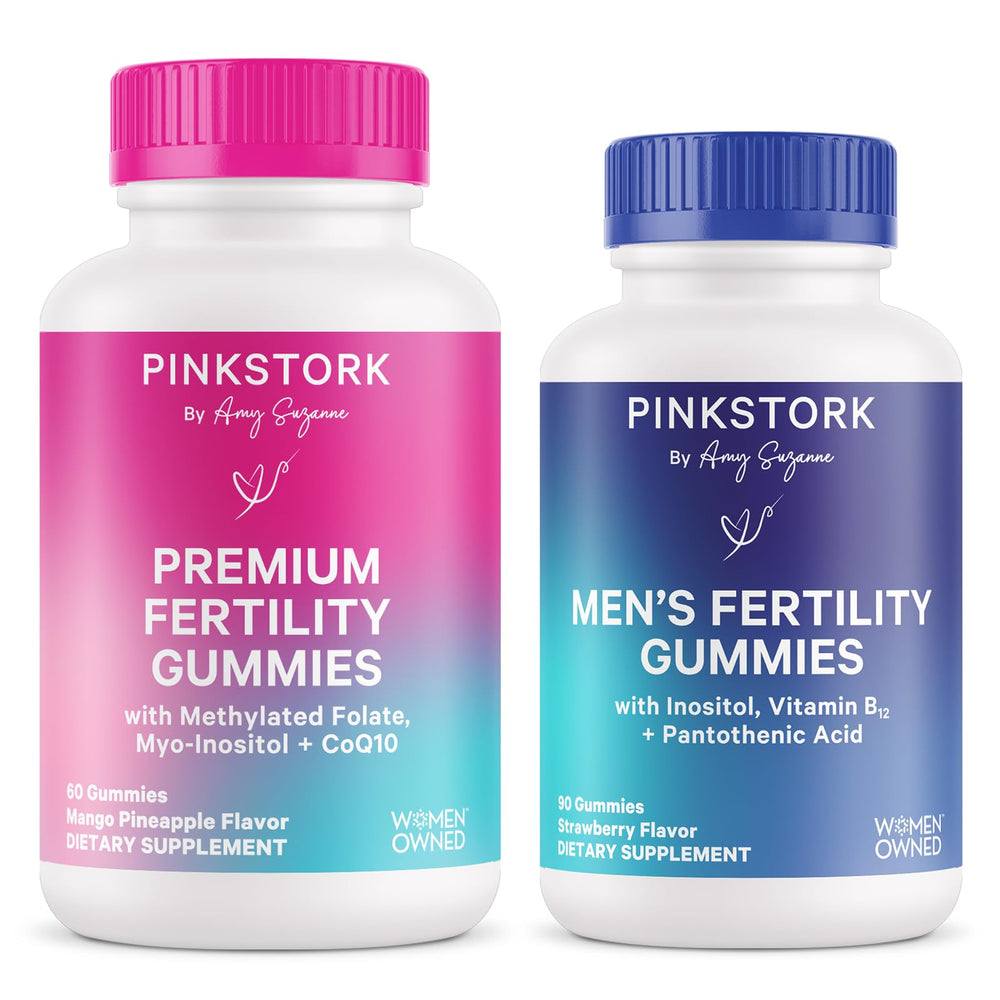 Pink Stork His and Hers Fertility Gummies bundle for couples trying to conceive
