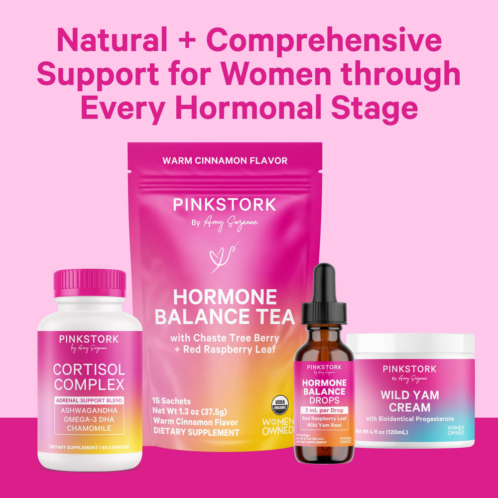 Pink Stork Hormone Balance Drops vegan label signaling plant-based wellness