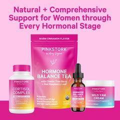 Pink Stork Hormone Balance Drops vegan label signaling plant-based wellness
