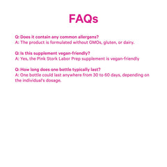 Pink Stork Labor Prep information card highlighting third-trimester support