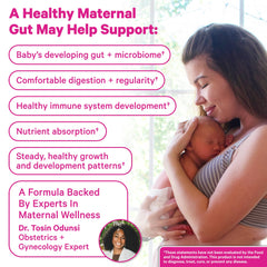 Pink Stork Lactation Probiotic label detail highlights clean, gluten-free formulation