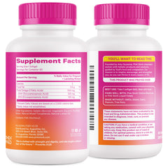 Clean, simple Pink Stork fish oil softgels ready for daily intake