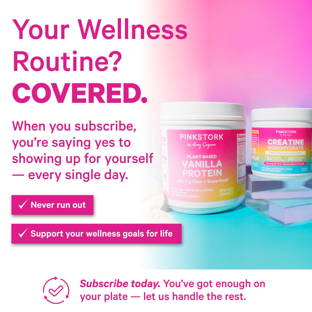 Pink Stork plant-based protein stirred into a meal