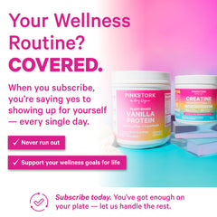 Pink Stork plant-based protein stirred into a meal